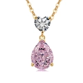 Pink teardrop and clear heart stone pendant necklace in golden finish for women - 18K Gold (Pink Zirconia)
