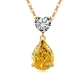 S925 sterling silver necklace with gold finish, heart and pear-shaped yellow gemstone pendant - 18K Gold Color (Golden Yellow Zirconia)