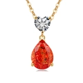 S925 silver necklace featuring heart-shaped white stone and pear-cut red crystal pendant - 18K Gold Color (Garnet Red Zirconia)