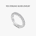 Eternity band ring in 925 sterling silver featuring a full circle of 5A zircon stones - US Size 7 / Platinum (White Zircon) PNJ037