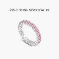 925 sterling silver eternity ring featuring round cut pink cubic zirconia stones - US Size 7 / Platinum (Pink Zircon) PNJ037