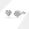 Pendientes de corazón en plata S925 con circonitas y detalle de lazo - Pendientes de Corazón / Color Platino (PED467)