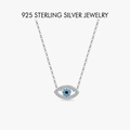 925 sterling silver evil eye pendant necklace with turquoise blue crystal stones - PXZ021 Platinum Color