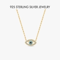 Gold-plated S925 sterling silver evil eye necklace with turquoise and pavé stones - PXZ021 Gold