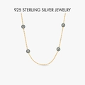 Gold plated 925 sterling silver evil eye necklace with turquoise blue crystal stones - PXZ022 Gold