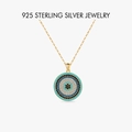 Collier en argent sterling 925 avec pendentif œil maléfique bleu et finition dorée - PXZ023 Or