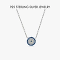 Collier élégant en argent sterling 925 avec pendentif œil bleu et blanc en zircon - PXZ033 Couleur Platine