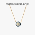 Collier pendentif œil maléfique en argent 925 doré avec des pierres turquoises - PXZ033 Or