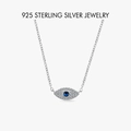 Collier en argent sterling 925 avec turquoise bleue et pierres de zircon blanc - PXZ043 Couleur Platine