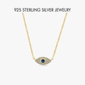 Collier en argent sterling 925 avec oeil bleu et finition plaquée or élégante - PXZ043 Or