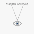 Collier mauvais œil en argent 925 avec saphir bleu foncé et zircons blancs - PXZ045 Couleur Platine