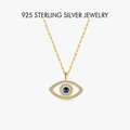 Collier mauvais œil en argent 925 doré avec turquoise bleue de luxe - PXZ045 Or