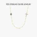Collier en argent S925 doré avec pendentifs œil maléfique et croix élégant - PXZ065 Or