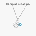 Élégant collier en argent sterling S925 avec pendentif œil de démon turquoise pour femme - PXZ067 Couleur Platine