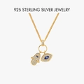 Pendentif Main de Fatma et Mauvais Œil en argent 925 doré avec pierres de zircon - PXZ064 Or