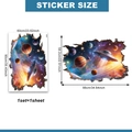 3D outer space wall sticker set with UFO and planets layout size 60x90cm for room decor - 3D Space UFO Broken Wall Style (ATW13511) 60x90cm