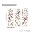 Pegatinas de pared flores de cerezo rosa con pájaros de colores set de 3 piezas - 30x90cm x 3 Hojas
