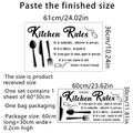 Detailed size chart for Kitchen Rules wall sticker showing 61x36cm layout and dimensions - Kitchen Rules Slogan Style(MS2187-KQ)