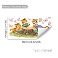 Sticker mural tigre dessin animé 60x30cm PVC avec papillons pour chambre d enfant - Style Tigre Dessin Animé (M20092)