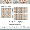 Detail showing 20x20cm vintage marble floral tile stickers in 12-piece decorative set - Retro Mandala Floral (ACZ20002)