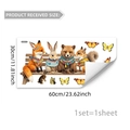 Stickers muraux animaux de la forêt et fleurs pour chambre d'enfant 30x60cm - Style Banc Animaux Forêt (M20095)
