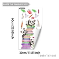 Detail view of cartoon panda and books wall sticker measuring 30x60cm for home decor - Panda Learning Books Style (M20116)