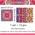 Detailed view of 20x20cm bohemian marble pattern tile stickers with size specifications - Vibrant Bohemian Pattern (ACZ20018)