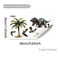 Detailed sheet layout of dinosaur wall decals with 30x60cm dimensions and palm tree - T-Rex Pterosaur Style (M20117)
