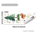 Detail view of 30x90cm watercolor forest wall stickers with squirrel and pine trees - Forest Animal Illustration Style (M20118)