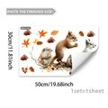 Detail view of autumn squirrel wall decals with acorns and pine cones sized 50x30cm - Autumn Squirrel Hedgehog Style (M20119)