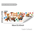 Detailed sheet of construction animal wall stickers featuring fox, hippo, and bear characters - Construction Animal Workers Style (M20124)