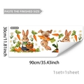 Detail view of cartoon rabbit and flower wall sticker sheet measuring 30x90cm in PVC - Rabbit Carrot Style (M20126)