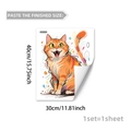 Detailed view of hand-drawn orange cat wall sticker with self-adhesive PVC backing - Laughing Orange Cat Style (M20133)
