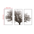 Set di 3 quadri murali nordici con alberi grigi per soggiorno moderno, 30x60cm ciascuno - Trittico Albero Grigio / Taglia Standard