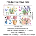 Watercolour flower and butterfly wall stickers set with 4 sheets for home decoration - Watercolor Floral Butterfly Style