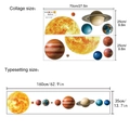 Dimensiones del adhesivo de pared sistema solar con tamaños 160x35cm y 70x50cm - Planetas del Sistema Solar / 70*25cm*2pcs