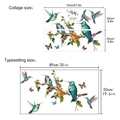 Adesivi murali fai-da-te dettagliati con colibrì colorati e motivi di rami floreali - Stile ramo di fiori colibrì colorato