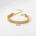 Chic 8mm wide 18K gold plated titanium steel braided mesh bracelet for women - Gold
