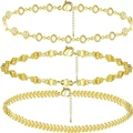 Gold layered beaded and herringbone chain bracelets set with rhinestone details - Gold Rhinestone Herringbone Style (6)