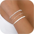 Dreiteiliges Silber-Armband-Set mit gedrehten Kettengliedern und Schlangen-Ketten-Design - Kombinationsstil (1) / Silber