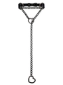 Black leather heart choker with long metal chain and O-ring punk jewelry accessory - Black Leather Heart Hoop (Style 7)