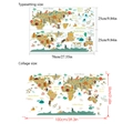 Cartoon animal world map wall stickers for kids room with 100x55cm collage size - Cartoon Animal Map Style (KM265)