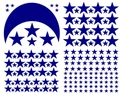 Vista dettagliata di adesivi murali luna e stelle blu scuro con layout piatto - Blu scuro