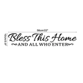 Adesivo murale Bless This Home in vinile nero per soggiorno e decorazione ingresso - 56*10cm