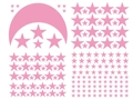 Detailed set of pink star and moon wall decals for children's room DIY wall decoration - Pink