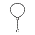 Gunmetal punk Y-shaped Cuban chain necklace with heart ring clasp and pendant - Black Heart