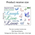 Dettaglio adesivi murali farfalle colorate con testo Laugh Live Love misura 50x35cm - 50*35cm