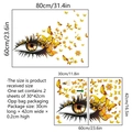 Détail du sticker mural cils avec papillons dorés volants et dimensions de 80x60cm - Yeux Jaune Doré Papillon (Style C) / Feuille 30x42cm Double Feuille