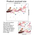 Chinese style peach blossom and bird wall decals measuring 105x85cm for living room decor - Two Sheets Large