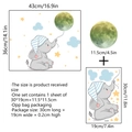 Adesivi da muro elefante luminoso sulla luna con stelle per cameretta dei bambini - Stile Standard (KG001-C)